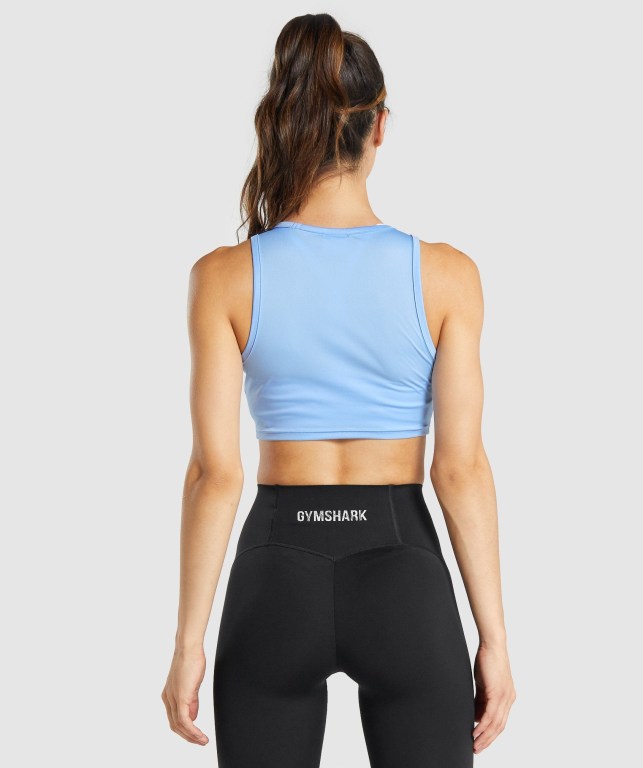 Gymshark GS Power Crop Top Blå | JGJ7fK9k9QU