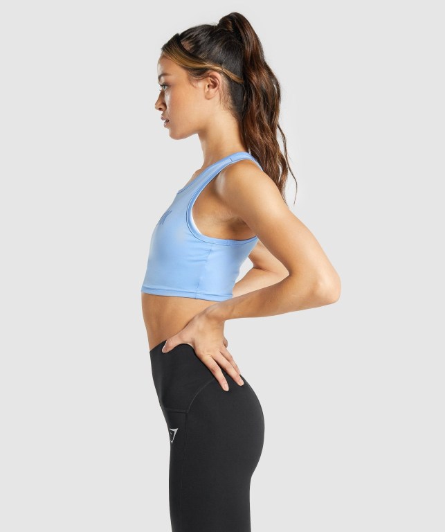 Gymshark GS Power Crop Top Blå | JGJ7fK9k9QU