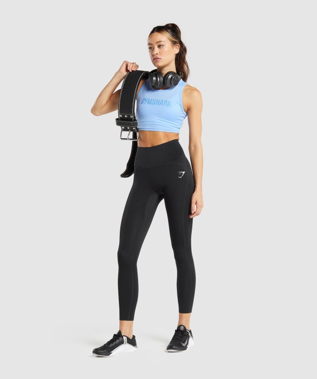 Gymshark GS Power Crop Top Blå | JGJ7fK9k9QU