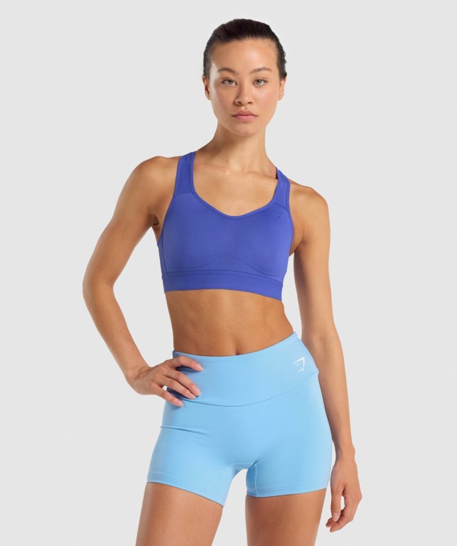 Gymshark Lette High Support Trenings Sports Bra Mørke Blå | ChuceTV63Ue