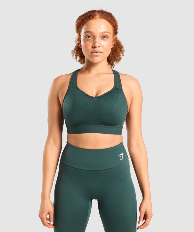 Gymshark Lette High Support Trenings Sports Bra Mørke Grønn | SBox9xZCgBY