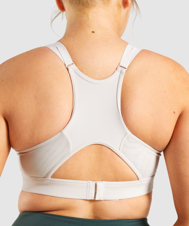 Gymshark Mesh Neckline Trenings Sports Bra Pisket Krem | 5XIzu2JpwUE