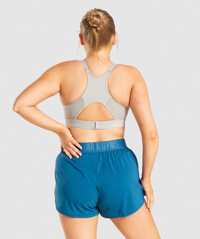 Gymshark Mesh Neckline Trenings Sports Bra Grå | wbMKsgFntTi