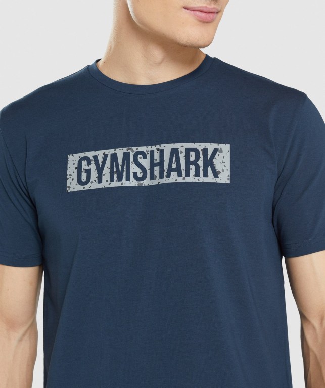 Gymshark Micro Print Block Infill Marineblå | 1RBdVYPs3aK