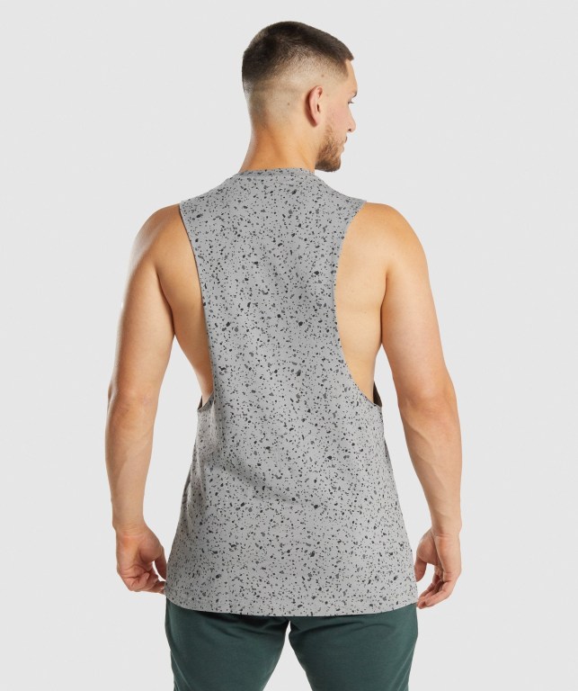 Gymshark Micro Print Drop Arm Grå | 5J67tohcJWZ