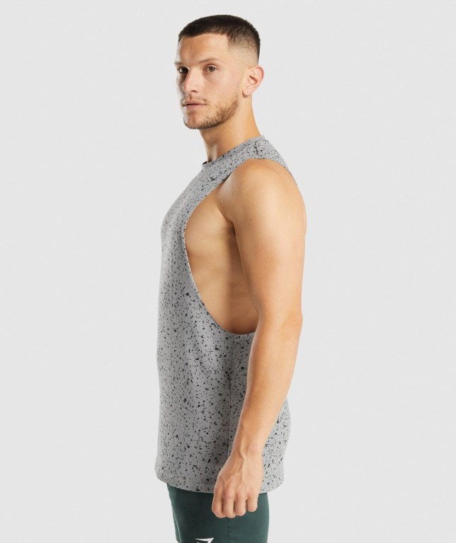 Gymshark Micro Print Drop Arm Grå | 5J67tohcJWZ