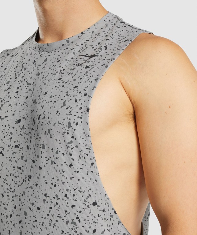 Gymshark Micro Print Drop Arm Grå | 5J67tohcJWZ