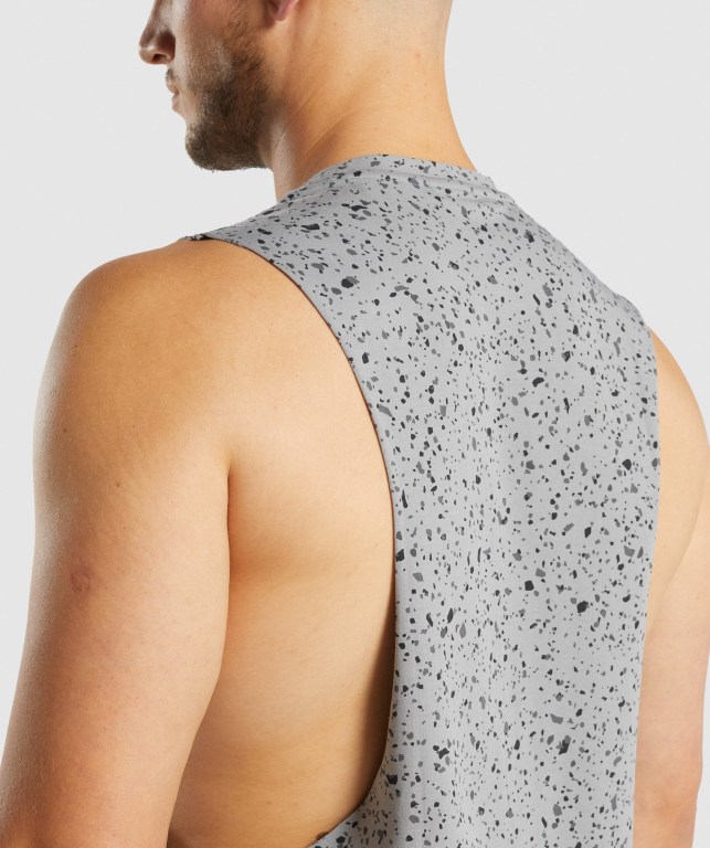 Gymshark Micro Print Drop Arm Grå | 5J67tohcJWZ