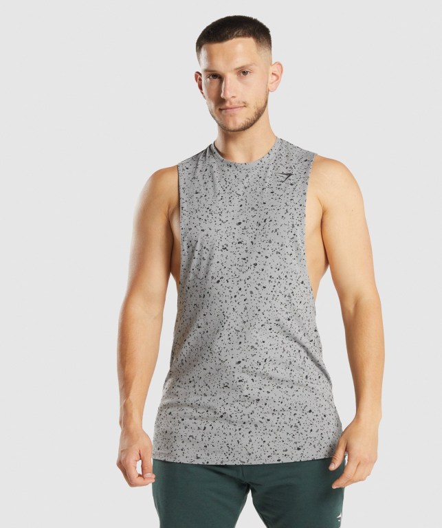 Gymshark Micro Print Drop Arm Grå | 5J67tohcJWZ