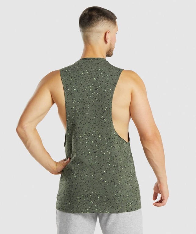 Gymshark Micro Print Drop Arm Grønn | 9wHMrDubyKG