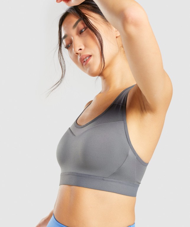 Gymshark Open Back Trenings Sports Bra Grå | pWJ54KRAKpJ