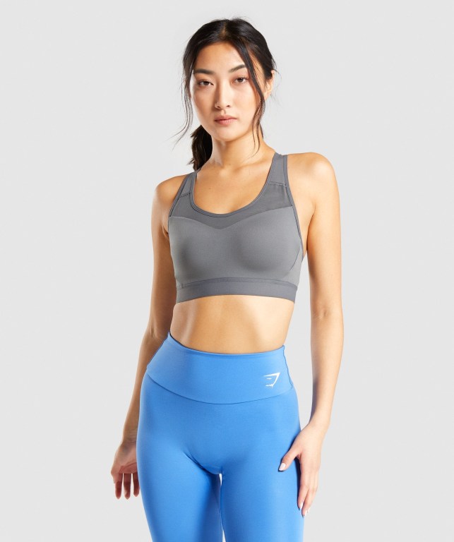 Gymshark Open Back Trenings Sports Bra Grå | pWJ54KRAKpJ