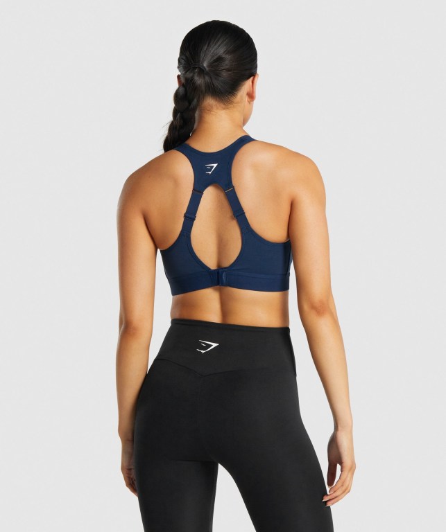 Gymshark Open Back Trenings Sports Bra Marineblå | 3ArVtAS85Ea