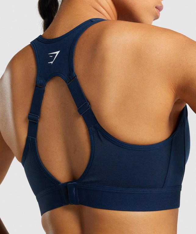 Gymshark Open Back Trenings Sports Bra Marineblå | 3ArVtAS85Ea