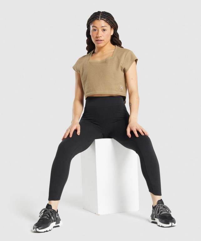 Gymshark Pause Crop Top Lyse Brune | acnhGf4UhRW