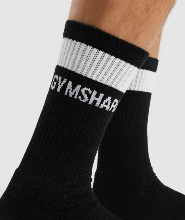 Gymshark Premium Logo 1pk Svarte | 4twHl6pqfhH