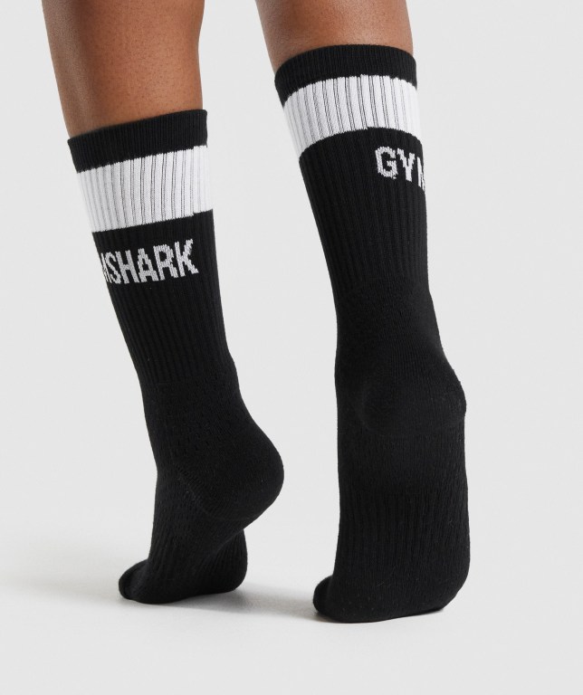 Gymshark Premium Logo 1pk Svarte | 4twHl6pqfhH