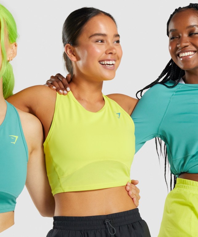 Gymshark Pulse Crop Gul | vaMLM4AxkEQ