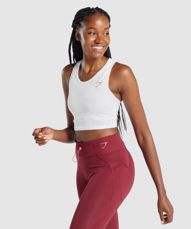 Gymshark Pulse Crop Hvite | 3OaSGN7cruz