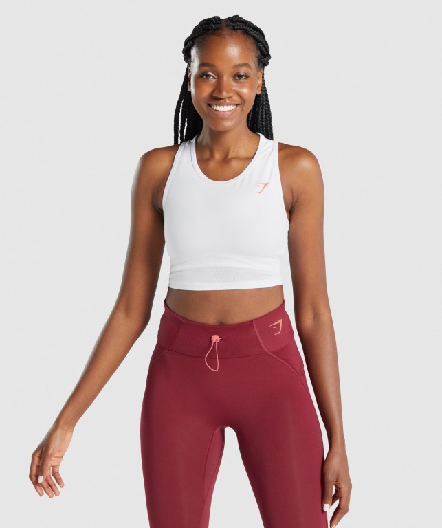 Gymshark Pulse Crop Hvite | 3OaSGN7cruz