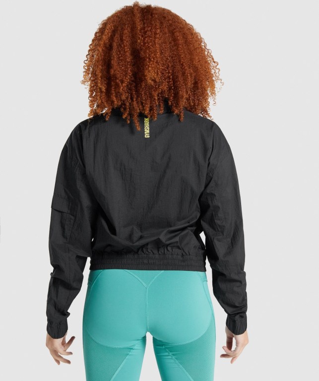 Gymshark Pulse Woven Jacket Svarte | OwYszWDrgfk