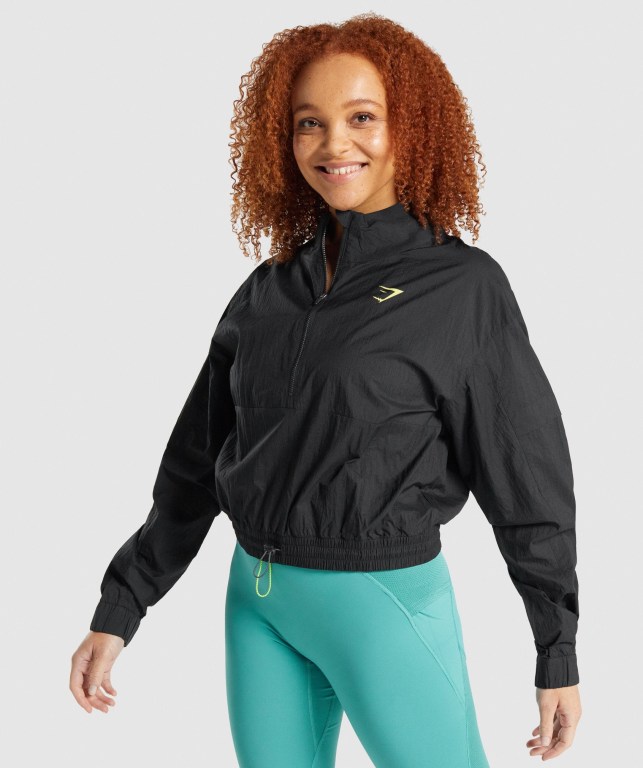 Gymshark Pulse Woven Jacket Svarte | OwYszWDrgfk