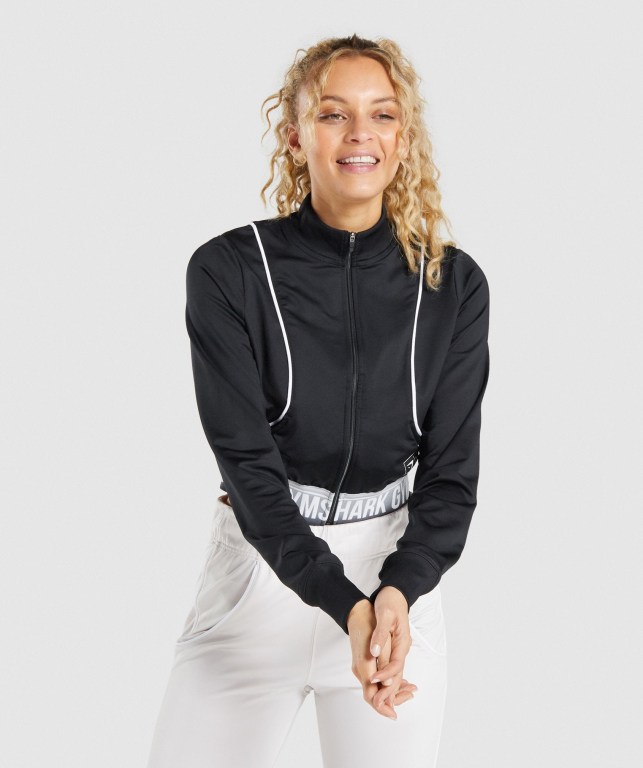 Gymshark Recess Track Top Svarte | RACTpRrt698