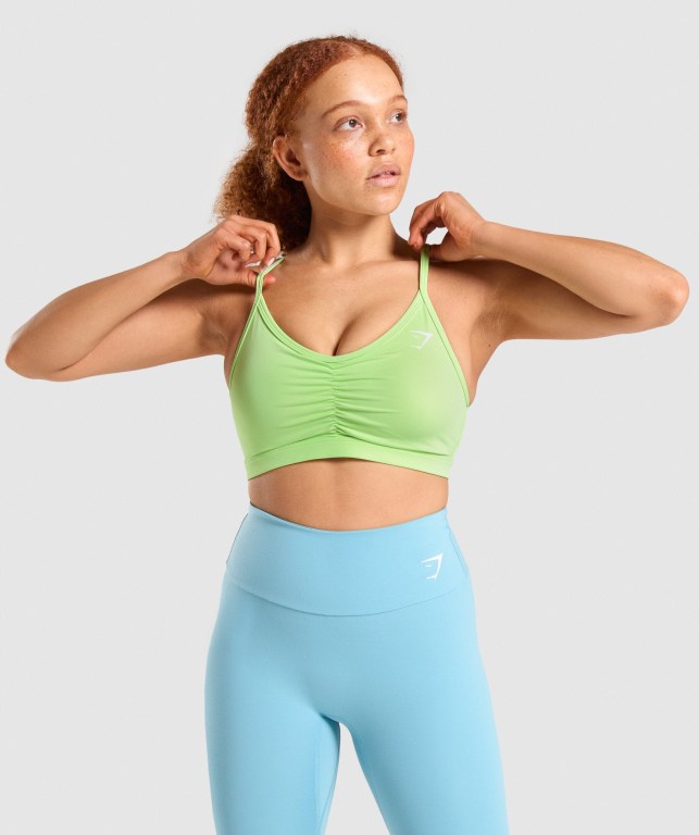 Gymshark Ruched Trenings Sports Bra Grønn | iz7tPvicDDR