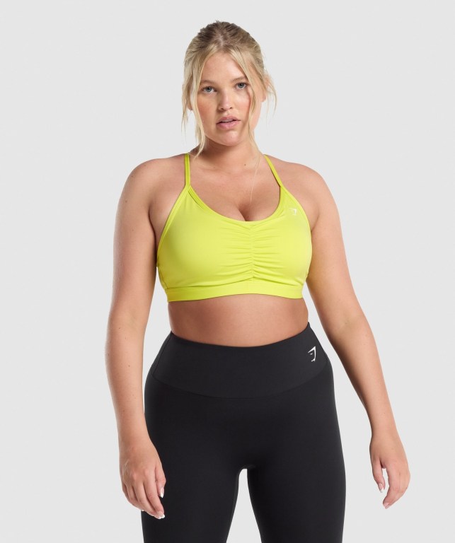 Gymshark Ruched Trenings Sports Bra Gul | G2hrLntaRfS