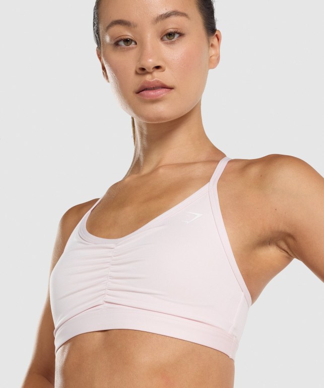 Gymshark Ruched Trenings Sports Bra Pisket Krem | sUskktrTJBN