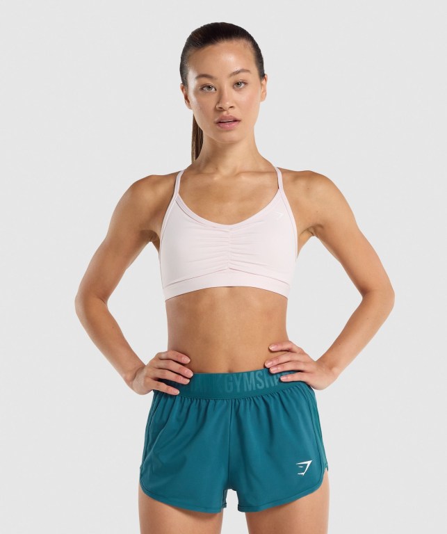 Gymshark Ruched Trenings Sports Bra Pisket Krem | sUskktrTJBN