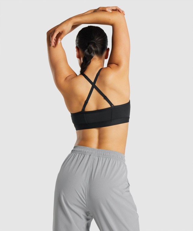 Gymshark Ruched Trenings Sports Bra Svarte | YKByiQmSD76