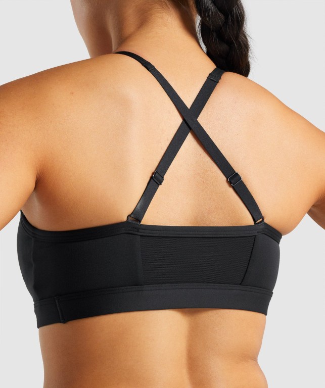 Gymshark Ruched Trenings Sports Bra Svarte | YKByiQmSD76