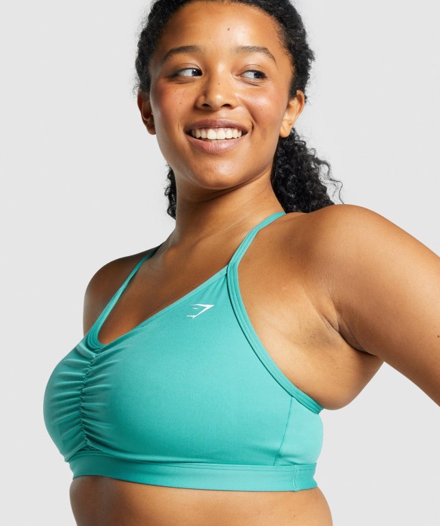 Gymshark Ruched Trenings Sports Bra Turkis | 5k55odjBjYU