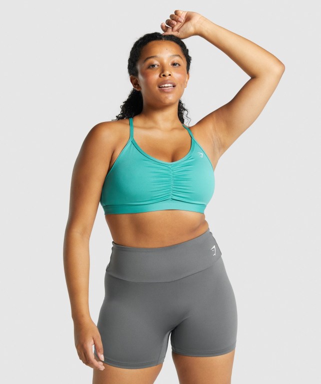 Gymshark Ruched Trenings Sports Bra Turkis | 5k55odjBjYU