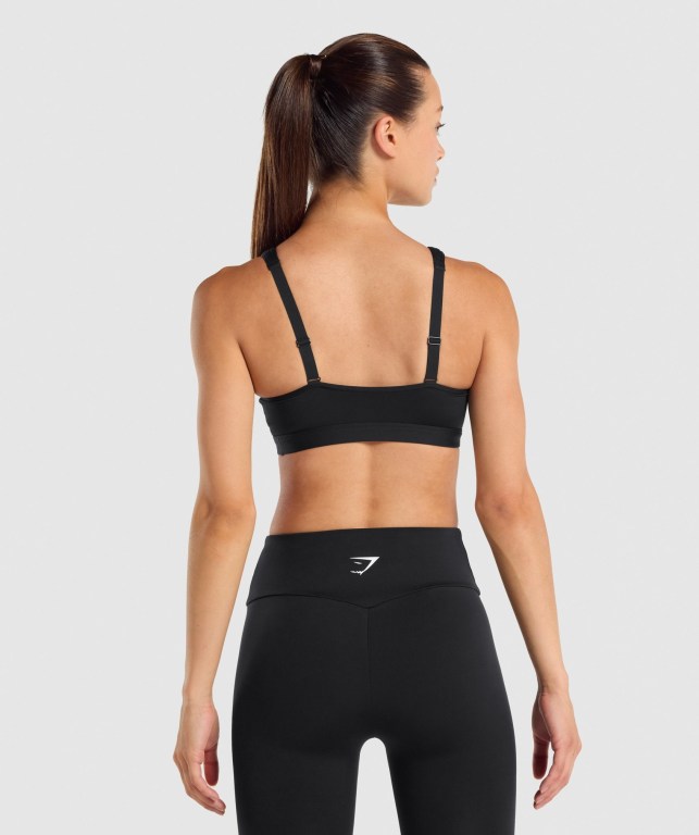 Gymshark Scoop Neck Trenings Sports Bra Svarte | 9ft2h3L6hvr