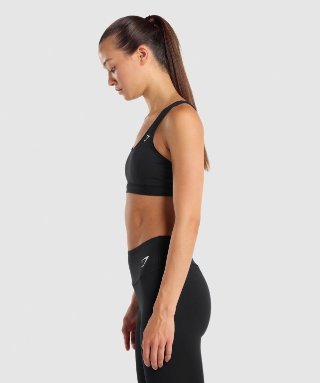 Gymshark Scoop Neck Trenings Sports Bra Svarte | 9ft2h3L6hvr