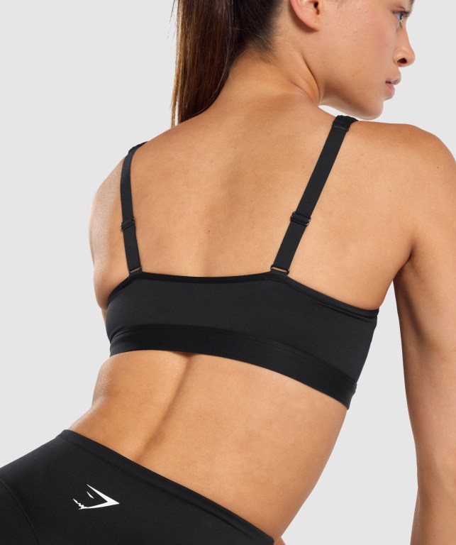 Gymshark Scoop Neck Trenings Sports Bra Svarte | 9ft2h3L6hvr