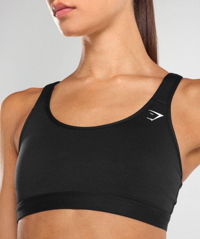 Gymshark Scoop Neck Trenings Sports Bra Svarte | 9ft2h3L6hvr