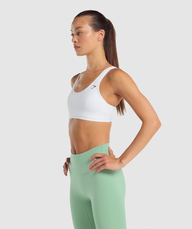 Gymshark Scoop Neck Trenings Sports Bra Hvite | d7yZAd8ga7g