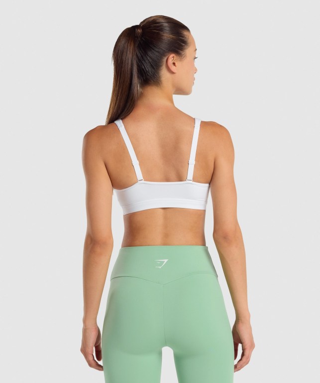 Gymshark Scoop Neck Trenings Sports Bra Hvite | d7yZAd8ga7g