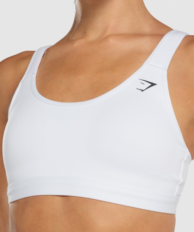 Gymshark Scoop Neck Trenings Sports Bra Hvite | d7yZAd8ga7g