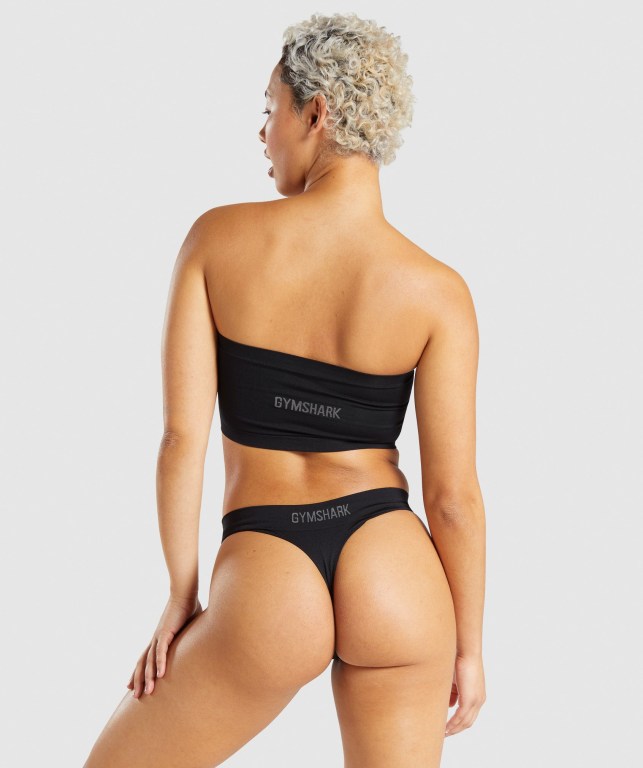 Gymshark Seamless Bandeau Svarte | zkV31PDuykN