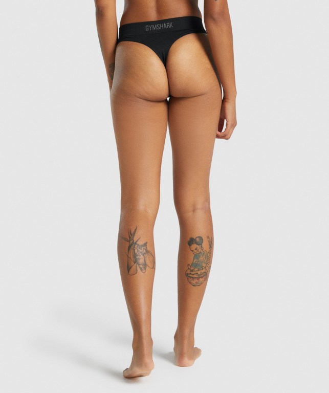 Gymshark Seamless High Rise Thong Svarte | vejyUhJyR5K