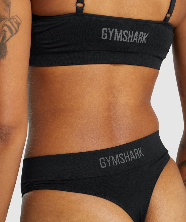 Gymshark Seamless High Rise Thong Svarte | vejyUhJyR5K