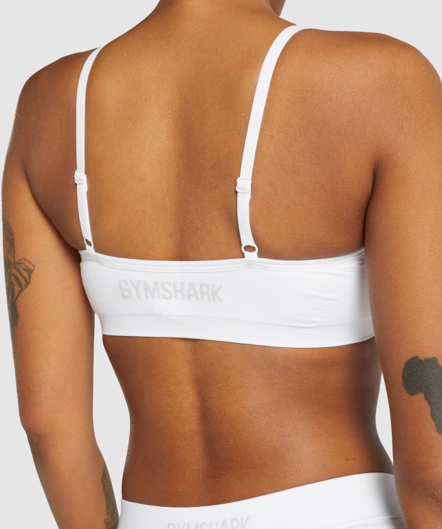 Gymshark Seamless Low Neck Bralette Hvite | vVCW9f2Mjs7