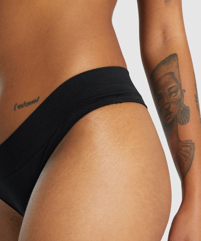 Gymshark Seamless Low Rise Thong Svarte | vhMr6oK3EaC