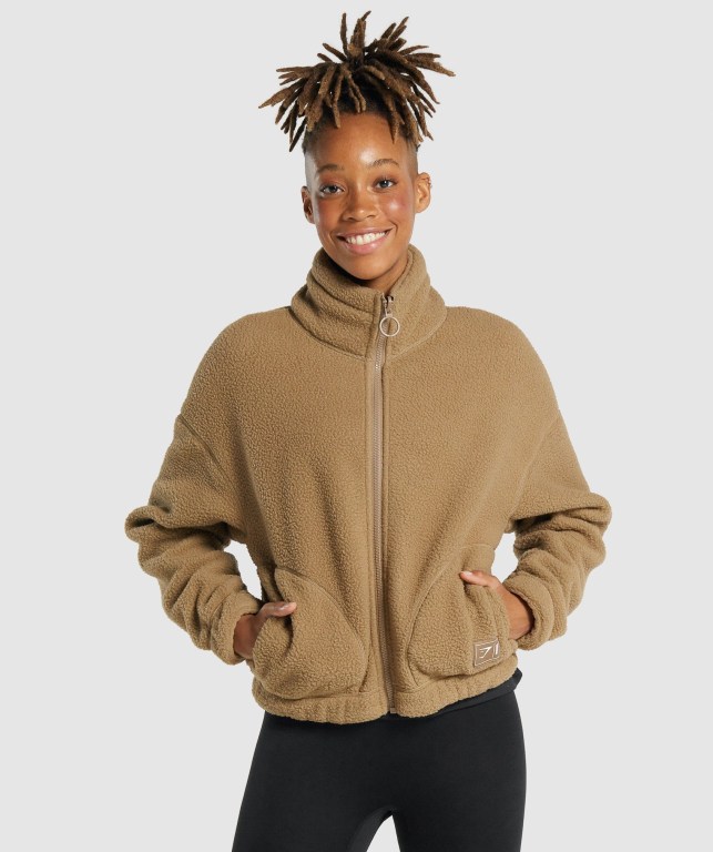 Gymshark Sherpa Jacket Lyse Brune | wMBqMQYCkpc