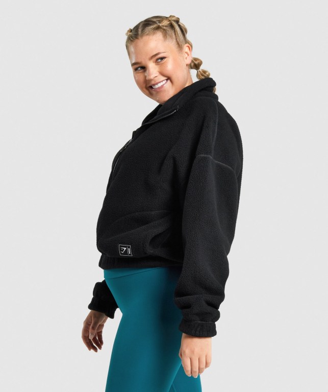 Gymshark Sherpa Jacket Svarte | ZyriB16iIW3