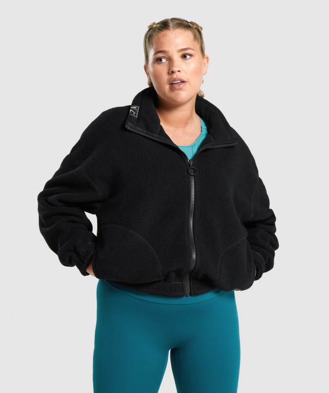 Gymshark Sherpa Jacket Svarte | ZyriB16iIW3